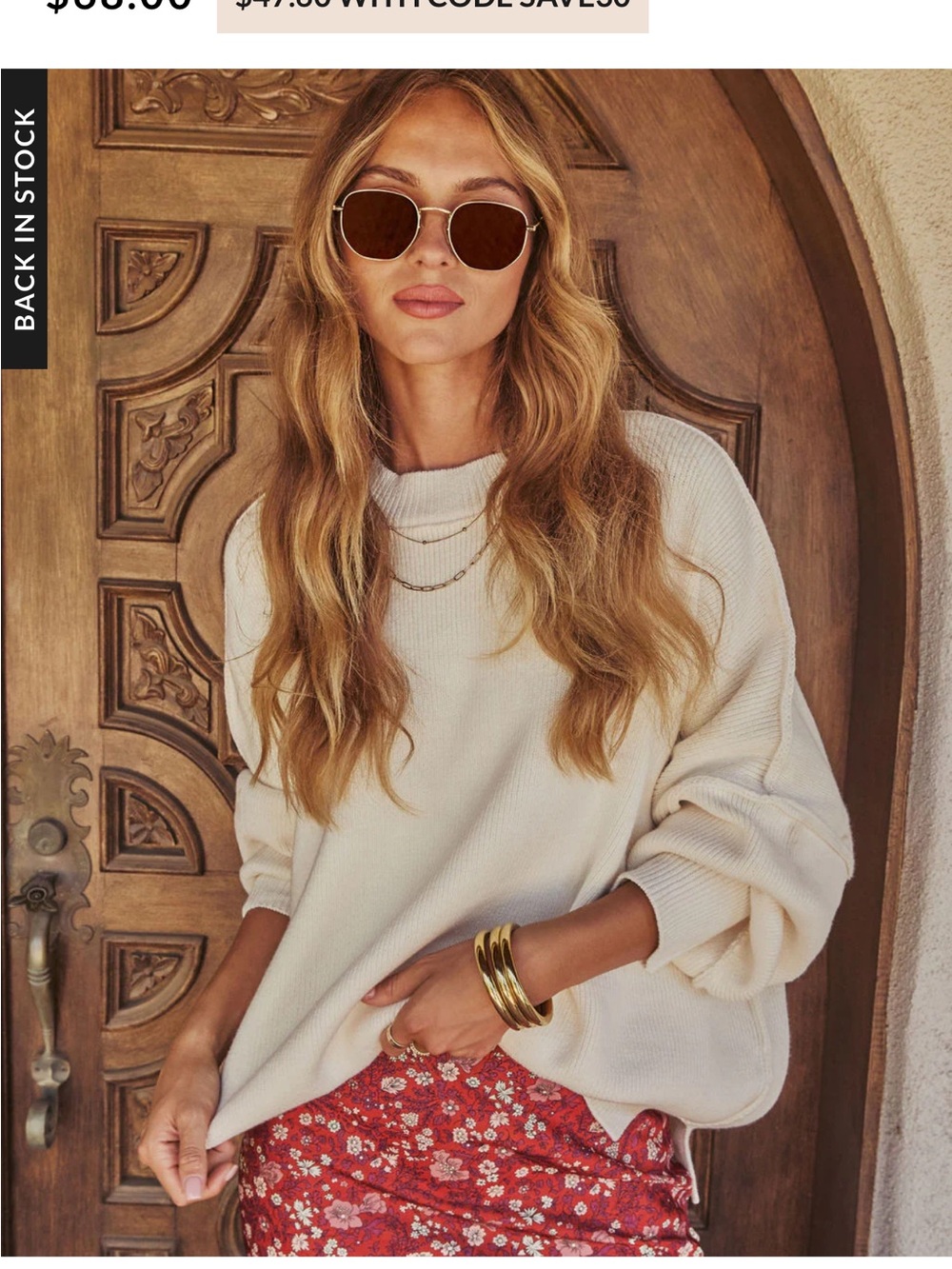 Vici Cozy Cream oversized Pullover Sweater
